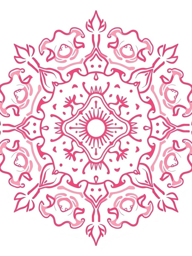 Burst Floral Medallion Decorative with Intricate Petal Design (Pink) - ODIKA