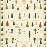 Beige Camper Expedition with Geometric Tent and Pine Tree Motifs(Beige)