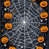 Gothic Pumpkin & Spiderweb Area Rug Non Slip Floor Mat for Seasonal Decor(Black)