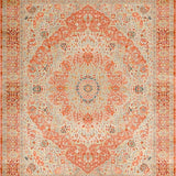 Textured Boho Area Featuring Muted Floral Designs in Terracotta Tones(Orange)