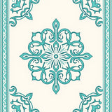 Seafoam Trellis Damask Transitional Abstract(White)