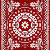 Festive Interlocking Snowflake Medallion with Nordic Starburst Motif(Red)