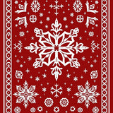 Nordic Snowflake Medallion Festive Holiday Motif Accent(Red)