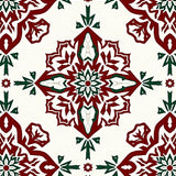 Winter Snowflake Medallion Print with Crystalline Formations(Red)