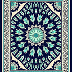 Classic Medallion Featuring Layered Petals and Intricate Fretwork Details (Blue) - ODIKA