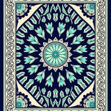 Classic Medallion Featuring Layered Petals and Intricate Fretwork Details (Blue) - ODIKA