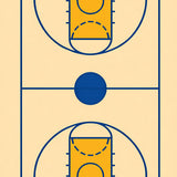 Basketball Court Beige Floor Yellow Key Blue Lines(Beige)