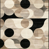 Barista Collection Modern Abstract Circles Geometric Area Beige Black(Beige)