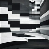 Contemporary Black White Area Stylish(Black)