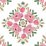 Blooming Botanical Medallion Interwoven Floral Vintage Design (Pink)