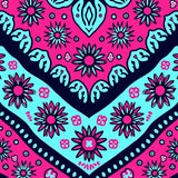 Interlocking Chevron Motif with Abstract Floral Embellishments (Pink)