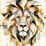 Lion Strength Beige Abstract Area Positive Quotes Wild Animal Decor(White)