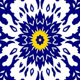 Retro Medallion Flora Array with Interlocking Petals and Modern Twist (Blue) - ODIKA