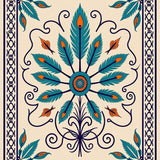 Elegant Botanical Peacock Medallion (Beige)