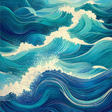 Seaside Ocean Waves(Blue)