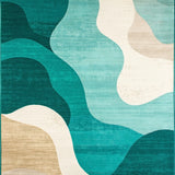 Teal Beige Abstract Coastal Ocean Beach Theme Indoor Area(Teal)
