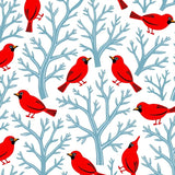Winter Cardinal Perch Among Frosted Branches Display(Red)