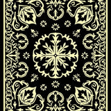 Botanical Fern Interlocking Medallion With Elegant Holiday Flourish(Black)