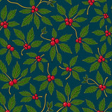 Festive Holly Vine with Rubber Backing(Teal)