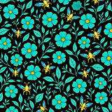 Botanical Enchanted Meadow Insect Floral Decorative(Black)