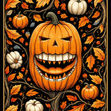 Harvest Moon Pumpkin Medallion Circular Tapestry(Orange)