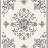 Artisan Crafted Damask Swirl Transitional Medallion Heritage Design(Ivory)
