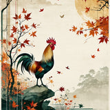 Rooster Delight Beige Artistic Poultry & Countryside Motifs(Beige)