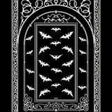 Haunted Gothic Archway with Interlocking Bats and Vintage Baroque Scrollwork(Black)