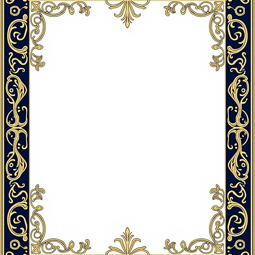 Damask Scroll Work with Ornamental Flourish (Blue) - ODIKA