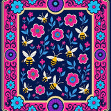 Celestial Blossom Honeybee Swirl Vintage Eclectic Illustration (Pink)