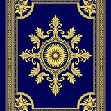 Vintage Damask Flourish With Embellishments (Blue)
