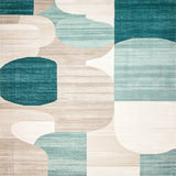 Artistic Beige & Teal Color Symphony Modern Design(Beige)