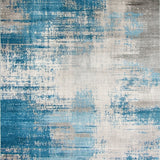 Area with Distressed Blue Beige Print for Entryway(Blue)