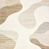 Abstract Wavy Line Area Subtle Beige Tones Easy Care Floor(Beige)