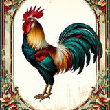 Heritage Poultry Half Moon Rug Nostalgic Barnyard Rooster Non Slip Entry Carpet(Red)