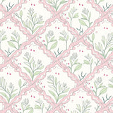 Botanical Garden Vine Trellis with Delicate Leaf Silhouettes(Pink)