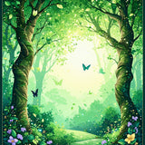 Enchanted Forest Floor Covering Mystical Boho Tree & Fairy(Green)