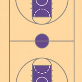 Basketball Court Beige Floor Purple Key Gray Lines(Beige)