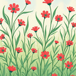 Prairie Wildflower Symphony with Dancing Stems (Red) - ODIKA