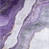 Contemporary Stone Purple Veins on Grey Marble Inspired(Purple)