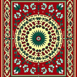 Winter Celebration Botanical Symmetrical Medallion Emblem(Red)