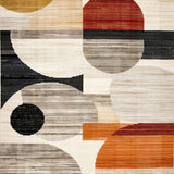Circles Geometric Abstract Rustic Warm Colors Area Beige Black(Beige)