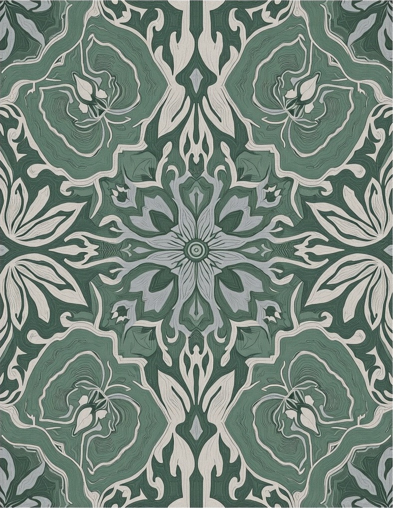 Abstract Bloom Aged Transitional Symmetrical Decorative Charm (Green) - ODIKA