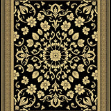 Vintage Distressed Floral Medallion Arabesque Motif Elegant Tapestry(Black)