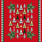 Nordic Fir Tree Motif Holiday Accent Interlocking(Red)