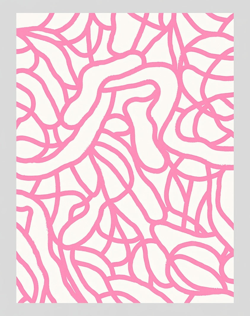 Abstract Animal Inspired Swirl with Whispered Brushstroke Forms (Pink) - ODIKA