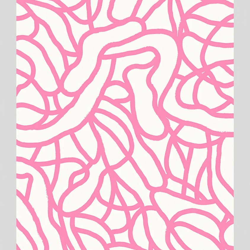 Abstract Animal Inspired Swirl with Whispered Brushstroke Forms (Pink) - ODIKA