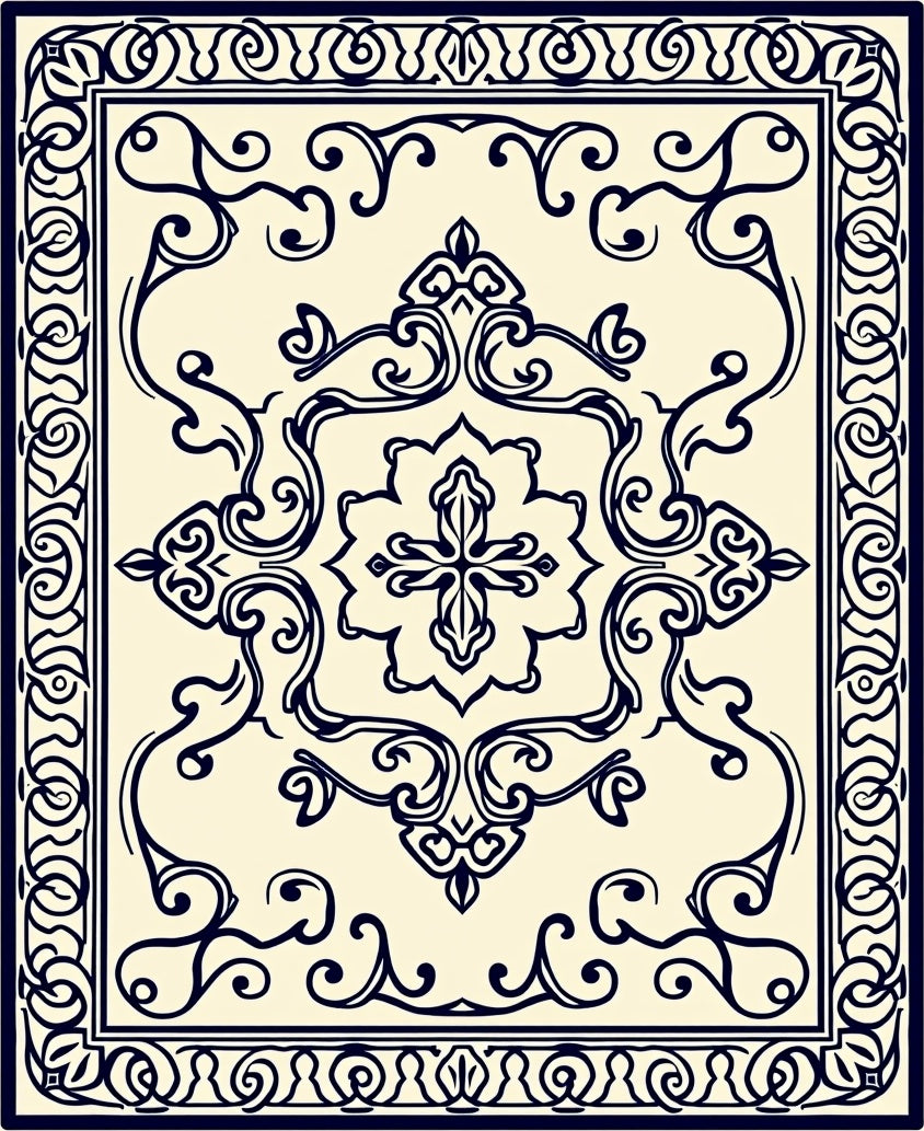 Ornamental with Symmetrical Scrollwork (Beige) - ODIKA