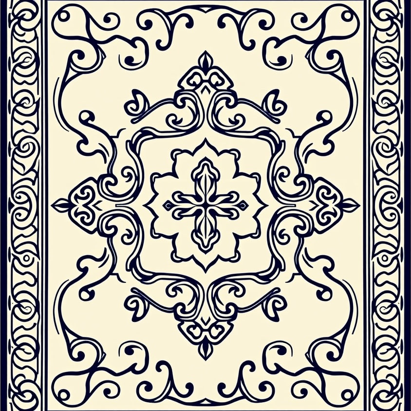 Ornamental with Symmetrical Scrollwork (Beige) - ODIKA