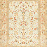 Elegant Oushak Area with Intricate Beige and Cream Speckled Design(Beige)